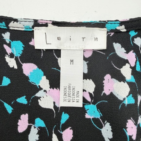 Leith Floral Wrap Dress Short Sleeve Midi M Tie Waist Lightweight Spring Summer - Picture 6 of 8